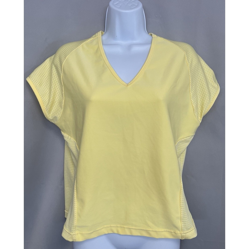 Vintage Nike Top Yellow Women's Sz Large Y2K Golf Tennis V- Neck